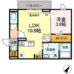 歩夢3 1LDKの間取図画像
