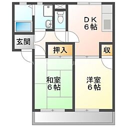 サンコートB 2DKの間取図画像