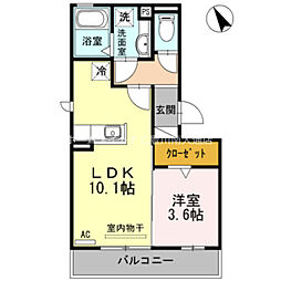 エスペランサC 1LDKの間取図画像