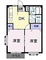 エルディム一本木 2DKの間取図画像