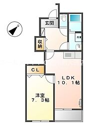 秋桜壱番館 1LDKの間取図画像