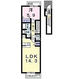 バードマウンテン古宿 1LDKの間取図画像