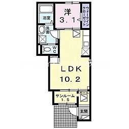 アンジュヴェール 1LDKの間取図画像