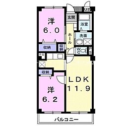 グリーンアヴェニュー 2LDKの間取図画像