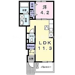 エアリーヒル 1LDKの間取図画像