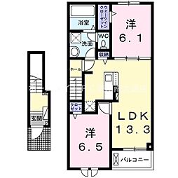 ソシア・三蔵子 2LDKの間取図画像