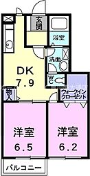 シャルマン雅B 2DKの間取図画像