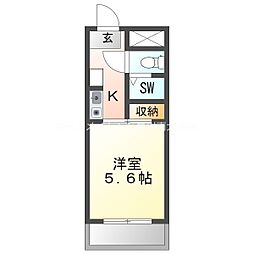 アーバンメゾン豊川 1Kの間取図画像