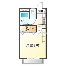ウイングコートステラD 1Kの間取図画像