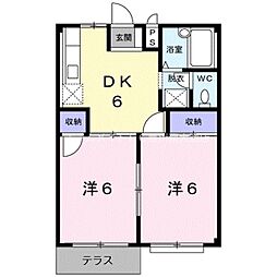 レジデンスエスポア 2DKの間取図画像