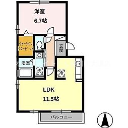 グランパティオB 1LDKの間取図画像