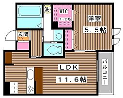 LaMaison友 1LDKの間取図画像