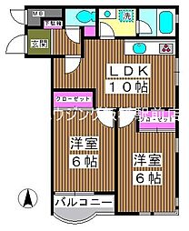スカイプラザ久保中 2LDKの間取図画像