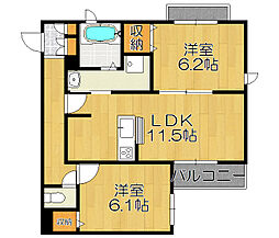 シャーメゾンミヨ東園田 2LDKの間取図画像