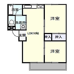 さくらハイツ大田原 2LDKの間取図画像
