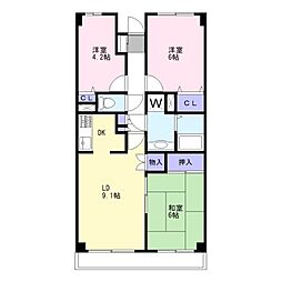 ロイヤル・レザン 3LDKの間取図画像