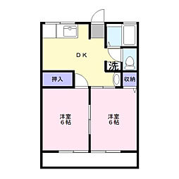 ベルメゾンB 2DKの間取図画像