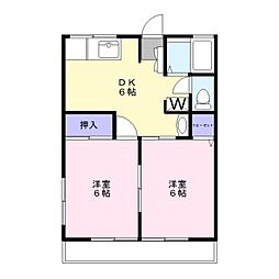 アレント・ミズB 2DKの間取図画像