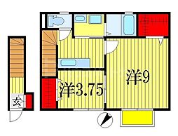 JR総武線 西船橋駅 徒歩16分の賃貸アパート 2階2Kの間取り