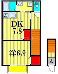 東武野田線 塚田駅 徒歩11分の賃貸アパート 2階1DKの間取り