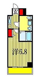 京成本線 東中山駅 徒歩8分の賃貸マンション 6階1Kの間取り