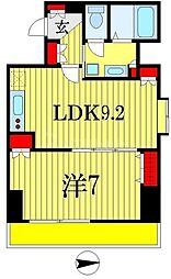 JR総武線 船橋駅 徒歩14分の賃貸マンション 8階1LDKの間取り