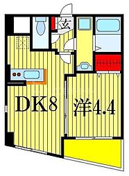 JR総武線 東船橋駅 徒歩9分の賃貸マンション 2階1DKの間取り