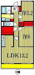 サイドパーク山手参番館 2LDKの間取図画像