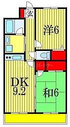 アミュゼ壱番館 2DKの間取図画像