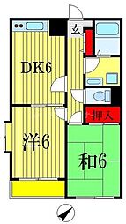 ファミーユ船橋 2DKの間取図画像