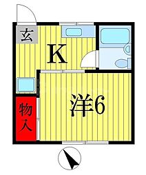 ハミング21 1Kの間取図画像