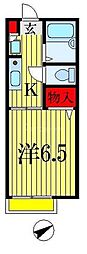 モンピエス船橋 1Kの間取図画像