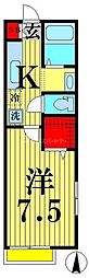 レーベンハイム氷川 2階1Kの間取り