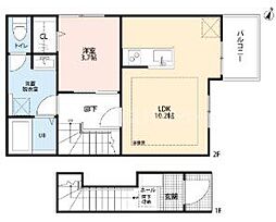 草加市新栄2丁目アパート 1LDKの間取図画像