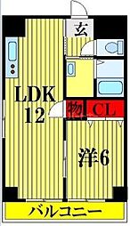 シャトレ草加 1LDKの間取図画像