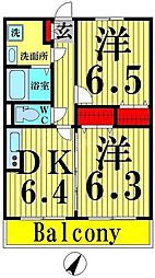 グランヒルズ2 2DKの間取図画像