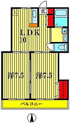 ガーデンハマ 2LDKの間取図画像