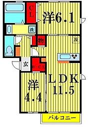 パークハイム 2LDKの間取図画像