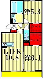 愛宕ビューハイツ2 2LDKの間取図画像