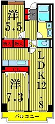コーポレート草加旭町1号棟 2LDKの間取図画像