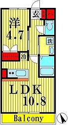 ウェストソレイユ 1LDKの間取図画像