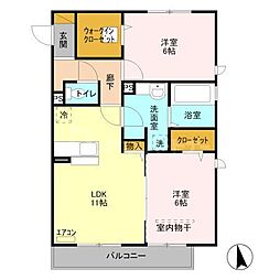 パーチェ 2LDKの間取図画像