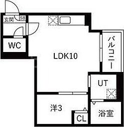 越谷市蒲生3丁目アパート 1LDKの間取図画像