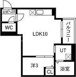 越谷市蒲生3丁目アパート 1LDKの間取図画像