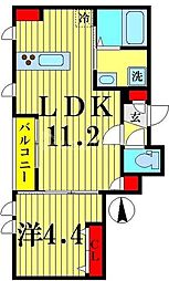 プランドール 1LDKの間取図画像