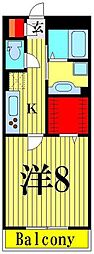 クラール獨協 1Kの間取図画像