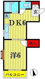サン・ジュリアン 1DKの間取図画像