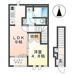 オリーブテラス 1LDKの間取図画像