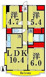 リレント谷塚 3LDKの間取図画像