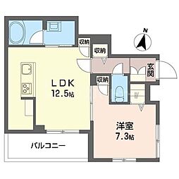 グランツ エーデル 1LDKの間取図画像